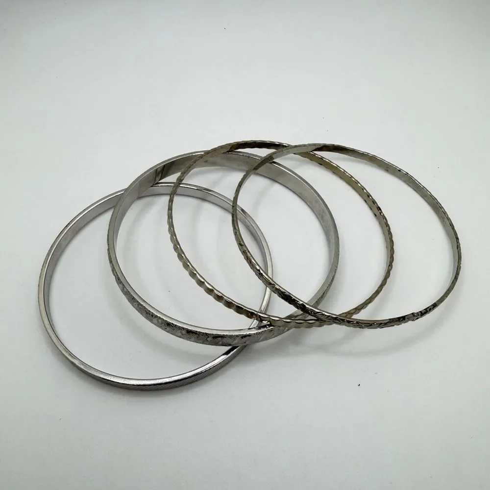 Vintage Monet‎ Silver tone Bangle Bracelet BUNDLE!